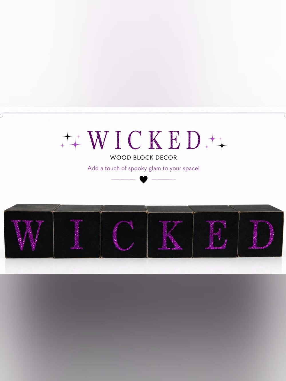 Wicked Purple Glitter Wood Block Decor - Home Accents